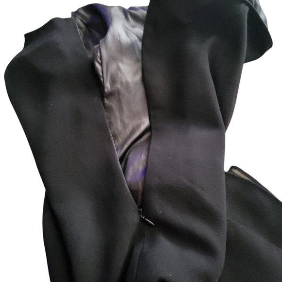 KS Little Black Dress Size 6P Sleeveless Lined Knee Back Zipper Ruffle Goth Y2k - Picture 6 of 8